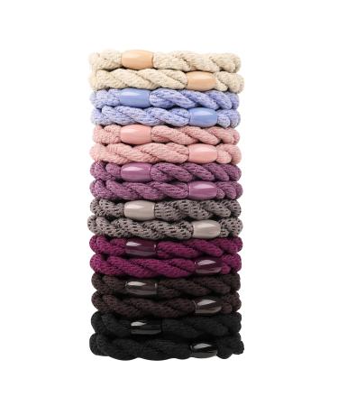 Hair Ties For Women Hair Bands - Cute Braided Soft Ponytail Holders No Damage Stretchy Hair Accessories for Girls 16 PCS No Crease Cotton Elastic Black Hair Tie For Thick Curl Hair Multicolor - 1