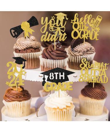 40Pcs Graduation Cupcake Toppers 2024 8th Grade Grad Cupcake Toppers 8th Grade Graduation Party Decorations 2024 class of 2024 You Did it Decorations for 8th Grade Graduation Party Supplies Gold - Buy Online on GoSupps.com