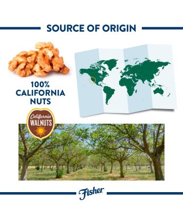 Fisher Chopped Walnuts 32oz - California Grown, Unsalted, Gluten Free - Non-GMO with No Preservatives - Buy Online on GoSupps.com