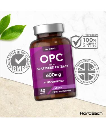 OPC Grape Seed Extract 600mg - 180 Vegan Tablets | 95% Pure OPC Supplement by Horbaach | International Shipping Available - Buy Online on GoSupps.com
