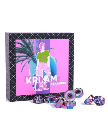 KRIXAM SG-B Skateboard Bearings with Black Ceramic, Longboard Bearings with Built in Spacers (Pack of 8)
