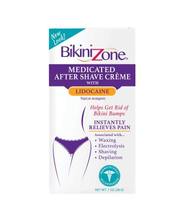 Bikini Zone Medicated After Shave Crme - Instantly Stop Shaving Bumps, Irritation & Itchiness - Gentle Formula for Sensitive Areas - Dermatologist Approved & Stain-Free (1 oz)