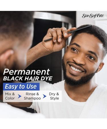 Sta Sof Fro Permanent Black Hair Dye for Men - Cream Formula Jet Black Hair Color - Buy Online on GoSupps.com