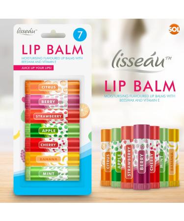 7pk Lip Balm Set | Flavoured Lip Balms with Beeswax and Vitamin E | Moisturising Lip Balm Multipack | Protect & Hydrate Beeswax Lip Balm Stick | Lip Balms | Lipbalm | Lip Moisturiser | Girls Lip Balm - Buy Online on GoSupps.com