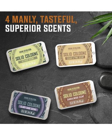 Viking Revolution 4 Pack Men's Solid Colognes 0.5 Oz - Cedar Wood, Clary Sage, Vetiver, Sandalwood - Men's Balm Cologne Set - Buy Online on GoSupps.com