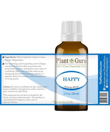 Buy Happy Essential Oil Blend 1 oz - 100% Pure Therapeutic Grade | Pink Grapefruit Lemon Cassia Ginger Peppermint - International Shipping - Buy Online on GoSupps.com