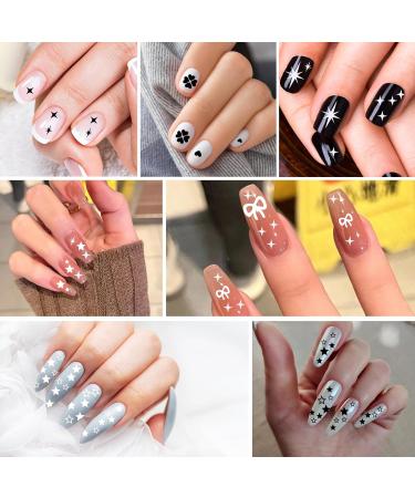 Abeillo 6 Sheets Nail Art Stickers Decals Self Adhesive Nail Stickers for Nail Art Star Heart Nail Decals Bow Nail Charms for Women Nail Decoration Supplies - Buy Online on GoSupps.com