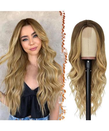 BARSDAR long ombre blond wig 66cm long wavy middle parting wig natural synthetic hair heat -resistant wigs for women girls daily party cosplay halloween (ombre blond) - Buy Online on GoSupps.com
