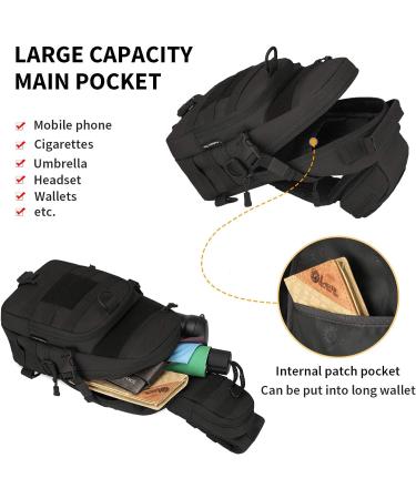Vinbagge Tactical Sling Rucksack - Waterproof Military Shoulder Bag for Hiking & Cycling - Small Crossbody Daypack - Black - Buy Online on GoSupps.com