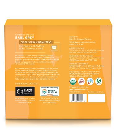 Handpicked Organic Earl Grey Black Tea Bags (100 Count) | USDA Organic | 100% Natural Bergamot Extract | Citrus Flavor | Hot/Iced Tea with or without Milk - Buy Online on GoSupps.com