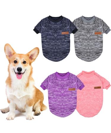 Wisebom pet dog sweater 4PCs winter dog sweater classic knitting sweaters for small medium -sized dogs warm and easy to wear with a soft texture elasticity (XS) (L)