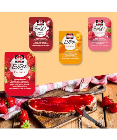 Schwartau Extra Raspberry Jam Portions - Bulk Pack of 100 x 25g | International Shipping Available - Buy Online on GoSupps.com