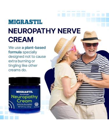 Basic Vigor Migrastil Neuropathy Relief Cream - Extra Strength for Feet Legs & Hands | Vegan Cruelty-Free Non-Greasy Cooling Effect (4 oz) - Made in USA - Buy Online on GoSupps.com