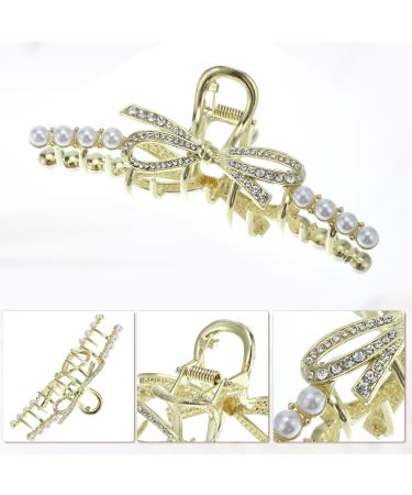 VOCOSTE Hair Clip Classic Faux Pearl Bow Hair Clip for Women Gold Tone - Buy Online on GoSupps.com