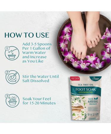 Foot Soak Epsom Salt with Tea Tree Oil 2 LB - Epsom Salt with Essential Oils for Healthy Toenails Soothing Relief Odor Control Callus Softening - Pedicure Therapy for Soft Rejuvenated Feet - Buy Online on GoSupps.com