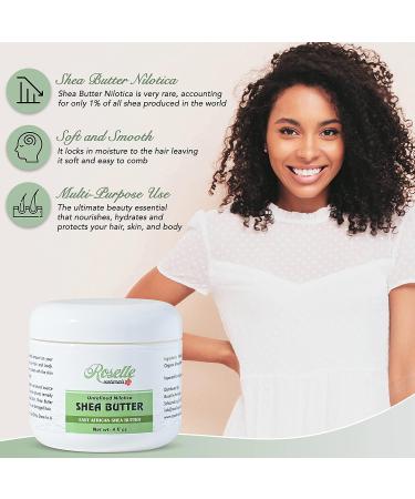 Roselle Naturals Nilotica Shea Butter - 100% Raw & Unrefined from East Africa - 4oz for Hair, Face, Body - Buy Online on GoSupps.com