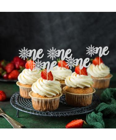 Ercadio 24 Pack Snowflake One Cupcake Toppers Silver Glitter Winter Snowflake 1st Cupcake Toppers Snowflake One Cupcake Picks for Baby Shower Christmas Theme Party Cake Decor Supplies D-one Silver - Buy Online on GoSupps.com