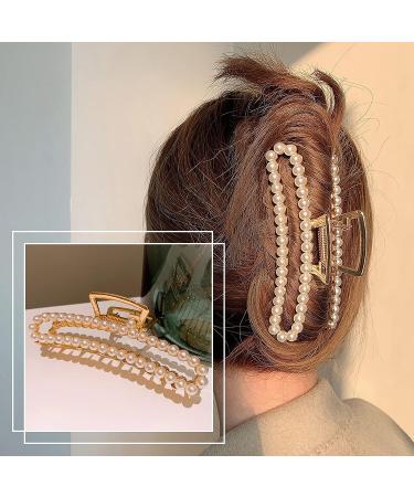 Large Metal Hair Claw Clips for Women - Stylish Pearl Hair Accessories for Thick & Thin Hair - Buy Online on GoSupps.com