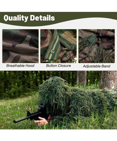 MOPHOTO 5 in 1 Ghillie Suit Forest Green - Camouflage Hunting Apparel for Adults/Youth - Includes Jacket, Pants, Hood & Carry Bag - Sizes M/L/XL/XXL - Buy Online on GoSupps.com