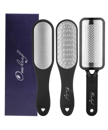 Oneleaf Professional pedicure kit Rasp Foot File Cracked Skin Corns Callus Remover for Extra Smooth and Beauty Foot with Bag-2pcs(Black)