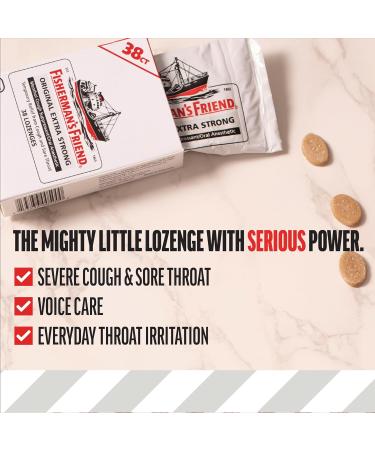 Fisherman's Friend Original Extra Strong Cough Lozenges (20 Drops x 8 Packs) 10mg Natural Menthol Cooling Relief from Sore Throat Persistent Cough & Everyday Irritation Vegan & Gluten-Free Brown - Buy Online on GoSupps.com