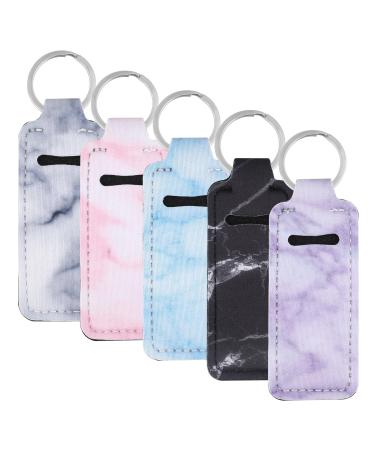9 Pcs Marble Lip Balm Holder Keychain Chapstick Holder Chapstick Keychain Holder Lipstick Holder for Women Gift Stuffers for Girls Lipstick Sleeve for Lippy Clip Chapstick Keychain Accessories