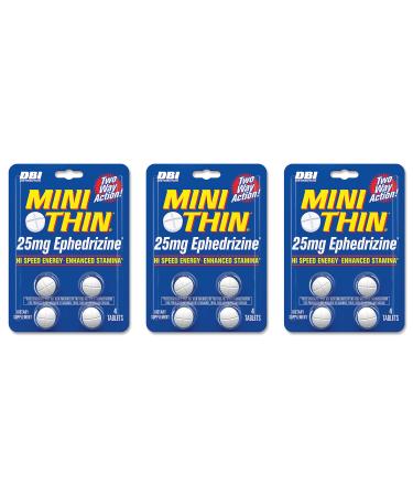 Mini Thin | Two-Way Action Caffeine Pills - High Speed Energy and Enhanced Stamina* - 205mg Caffeine 25mg Ephedrizine (Yohimbe DMAE Green Tea Whit 4 Count (Pack of 3)