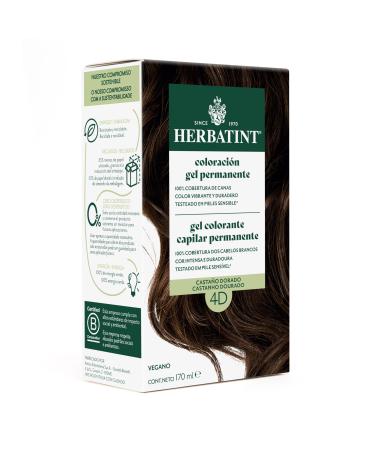 Herbatint Herbatint Permanent Hair Colour 4D Golden Brown 170 ml No Ammonia Optimal Coverage of Grey Hair for Sensitive Skin with 8 Organic Natural Extracts