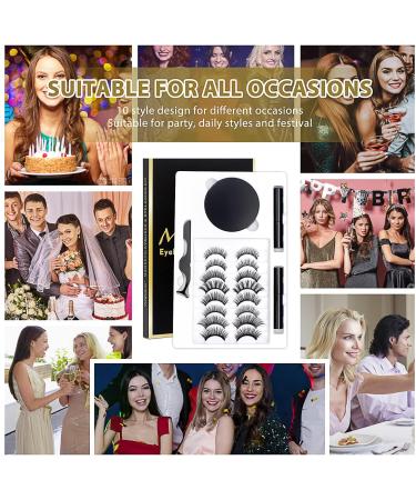 Magnetic Eyelashes with Eyeliner Kit 3D Magnetic Eyelashes Set with 10 Pairs of Reusable False Eyelashes Natural Look Magnetic Eyelashes Tweezers and Eyeliner - Buy Online on GoSupps.com