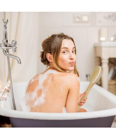 Relaxdays Bath Brush Set of 2 - Natural Bristles Back Brush & Round Massage Brush | Eco-Friendly Wooden Dry Brush for Spa Experience - Buy Online on GoSupps.com