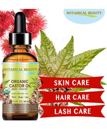 Botanical Beauty Organic Castor Oil 100% Pure Natural Cold Pressed Carrier Oil 1 Fl.oz.- 30 ml. for Face Skin Hair Lashes Brows Nails. - Buy Online on GoSupps.com
