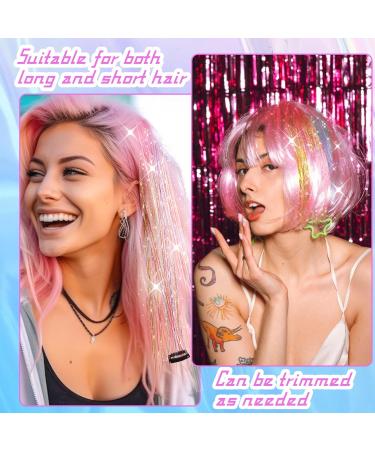 PEOVLVN 16 Colors Hair Tinsel Kit 35 Inch Glitter Hair Tinsel Heat Resistant Tinsel Hair Extensions Fairy Hair Tinsel Kit with Tools for Girls Women Christmas New Year Halloween Cosplay - Buy Online on GoSupps.com