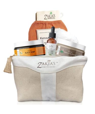 Moroccan Hammam Spa Rejuvenating Ritual Beauty Kit | 6-Piece Skincare Set with Black Soap Body Clay & Argan Oil for All Skin Types - Buy Online on GoSupps.com