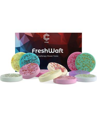 FreshWaft Set of 12 Shower Bombs   Shower Steamers - Aromatherapy   Essential Oils for Home Spa   in Shower Steamer Spa Gifts - Vaporizing Shower Tablets   for Mom and Wife   Perfect Set