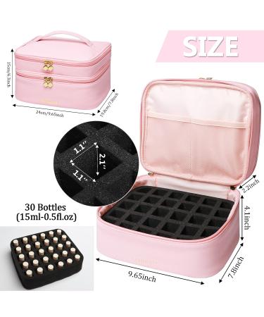 Sambois Portable Travel Nail Polish Carrying Case - Holds 30 Bottles - Double-layer Organizer Storage Bag for Manicure Set - Pink - Buy Online on GoSupps.com