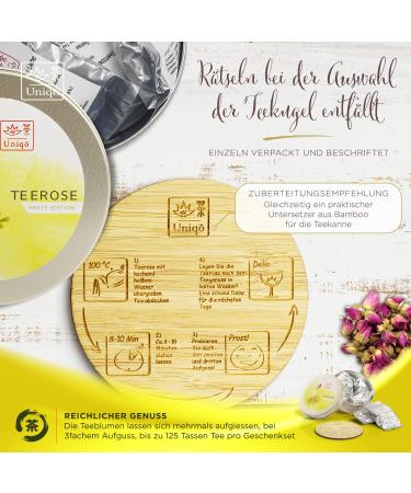 Deluxe Tea Blower Gift Set - Hand-Bound White Tea with Flowers & Bamboo Coasters | Perfect Gift for Tea Lovers - Buy Online on GoSupps.com