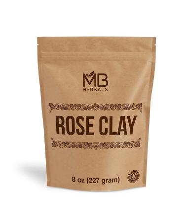 MB Herbals Rose Clay 8 oz (227G) | Pink Kaolin Clay | Removes Excess Oil | Mild Exfoliant | For Face Packs