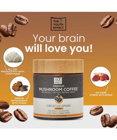 Mushroom Coffee Think w/ Lion's Mane Chaga and Reishi - Think Stress Relief Immunity Productivty & Creativity Herbal Coffee Substitute Keto Friendly Sugar Free Arabica Coffee Healthy Coffee (10:1 super potency Adaptogenic Coffee Organic Mushrooms 100g 50  - Buy Online on GoSupps.com