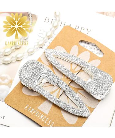 KANPRINCESS 3.3Inch Rhinestones Hair Clips - Silver Hair Accessories for Women, Girls - Perfect for Bridal, Wedding, Prom Parties - 2PCS - Buy Online on GoSupps.com