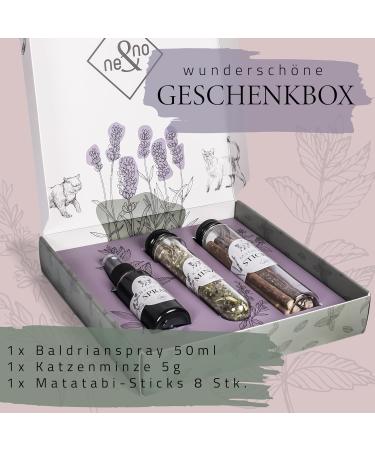 ne & no Gift Set: Premium Catnip Mix with Cat's Mint Matatabi Sticks & Valerian Spray - Airtight & Lovingly Packaged for Happy Cats - Buy Online on GoSupps.com
