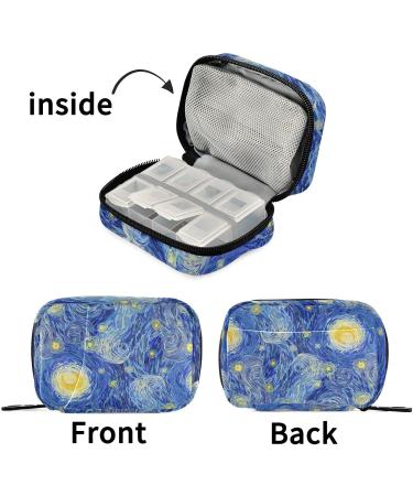 Travel Pill Organizer - Van Gogh Oil Painting Vitamin Planner with Large Compartments for Daily Medication - Buy Online on GoSupps.com