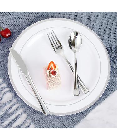 FOCUSLINE 160-Piece Heavy Duty Silver Plastic Cutlery Set for Catering, Parties, Dinners, Weddings - Disposable Utensils - 80 Forks, 40 Knives, 40 Spoons - Buy Online on GoSupps.com