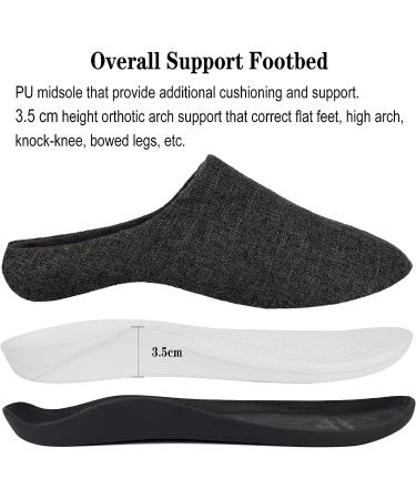 ADAX Men's Orthotic Plantar Fasciitis Slippers - High Arch Support, Pain Relief House Shoes for Heel & Flat Feet - Dark Grey (11-11.5) - Buy Online on GoSupps.com