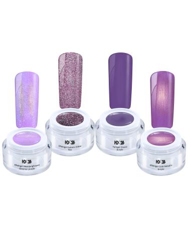 Purple Fame Collection Set - Color Effect Gel - Gel Nails Color Gel - Made in Germany (4 x 5ml)