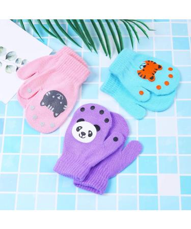 Cooraby 3 Pack Toddler Stretch Mittens for 1-3 Years | Winter Knitted Magic Gloves - Color E - Buy Online on GoSupps.com