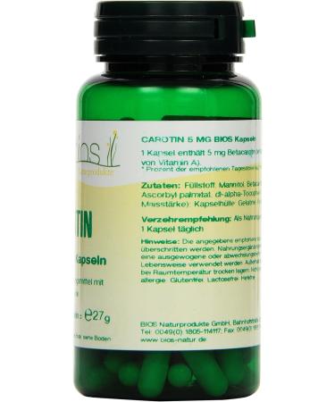 Bios Carotene 5 mg - 100 Capsules | Premium Antioxidant for Healthy Skin & Vision - Fast International Shipping - Buy Online on GoSupps.com