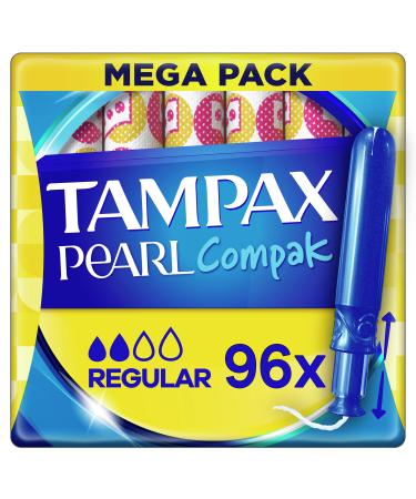 Tampax Pearl Compak Regular Tampons 96 Count (Pack of 1) 96 Stamps