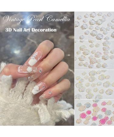 Nails Art Accessories Glitter Stones Manicures DIY Nail Art Decorations Aurora/White/Mix Color Camellia 3D Resin(02) - Buy Online on GoSupps.com