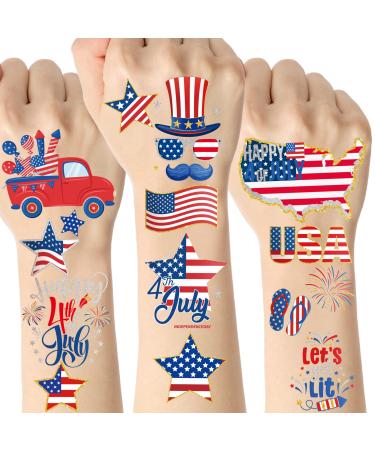 Ctosree 492 Pcs Fourth of July Temporary Tattoos 72 Sheets Patriotic Decorations Stickers Red White and Blue Party Supplies for Face Kids Adults Art USA Flag Memorial Day Independence Day Labor Day