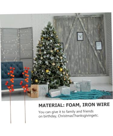 ABOOFAN 2pcs Simulated Holly Fruit Simulation Berries Pine Branch for Xmas Fake Berry Branch Artificial Berry Picks Holly Berry Picks Artificial Berry Stems Wire Christmas Tree Spray - Buy Online on GoSupps.com